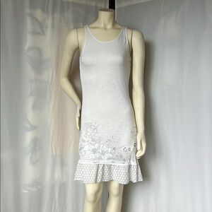 Desigual Tank Dress White with LaceHem
